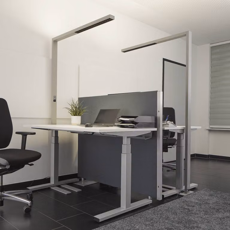 Arcchio Jolinda LED kantoor vloerlamp set van 2, zilver en grijs, dimbaar, modern aluminium