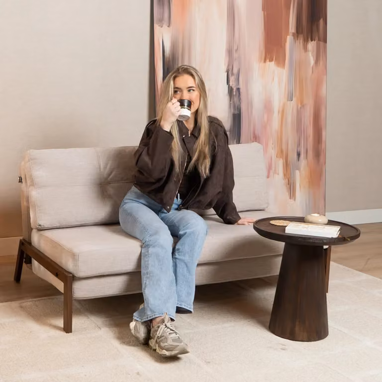 Bronx71 Slaapbank voor 2 personen Mikko Scandinavisch design beige met losse kussens