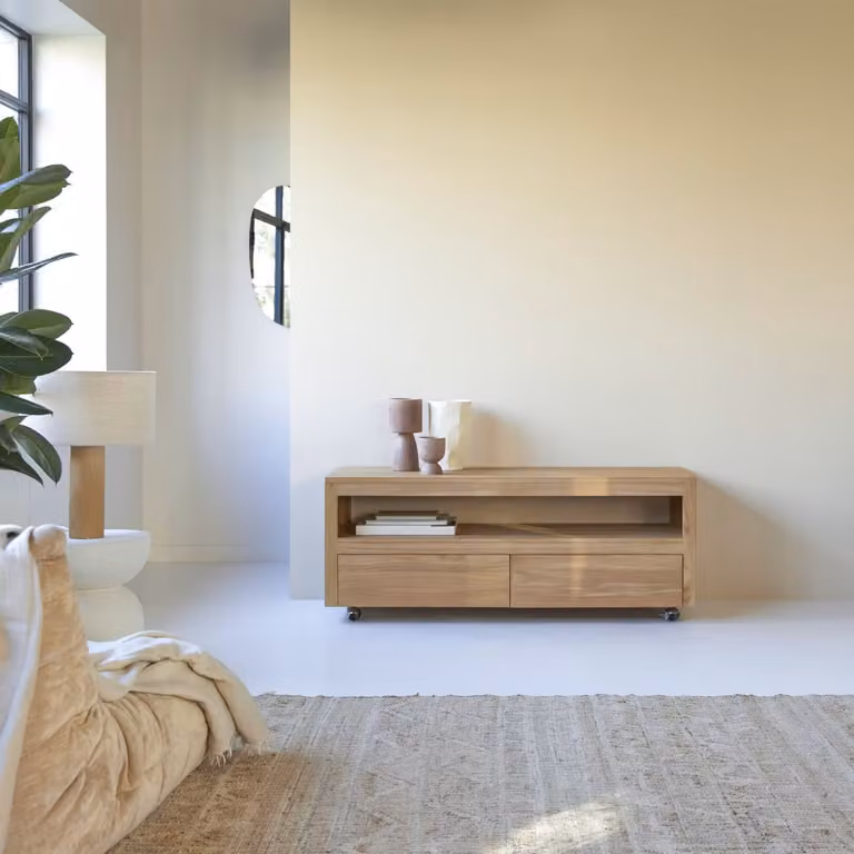 Tikamoon Anoa Tv-meubel van massief teakhout - Bruin - B: 140 cm, D: 45 cm, H: 55 cm