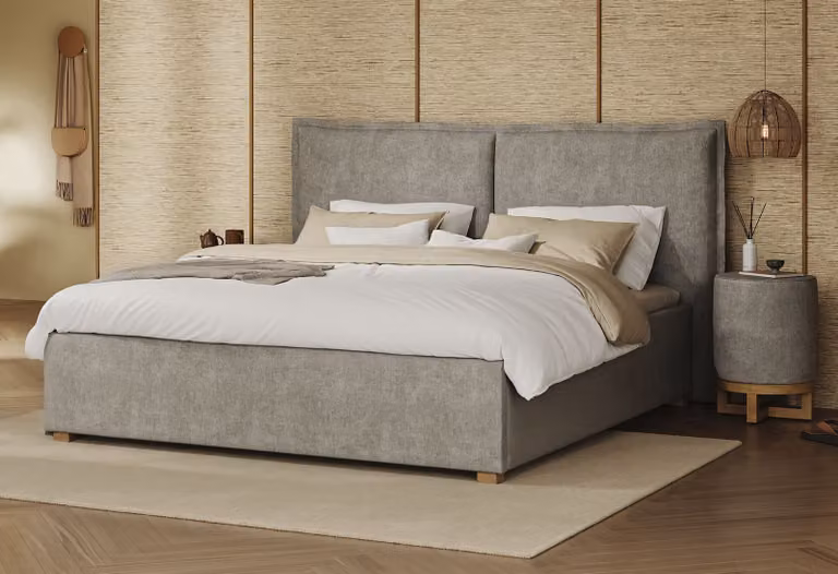 Swiss Sense Capella Bedframe met gestoffeerd kussen in grijs