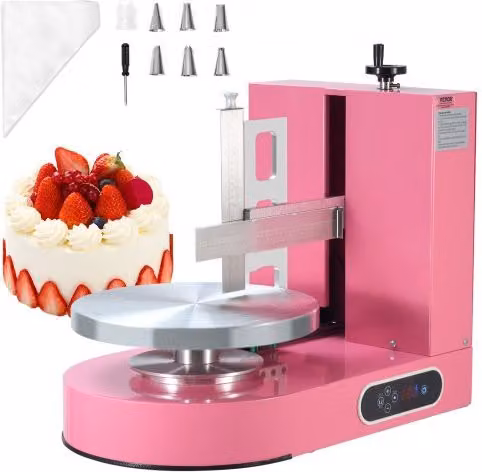VEVOR Elektrische Taartdecoratiemachine voor het Smeren en Bekleden van Taarten, Roze