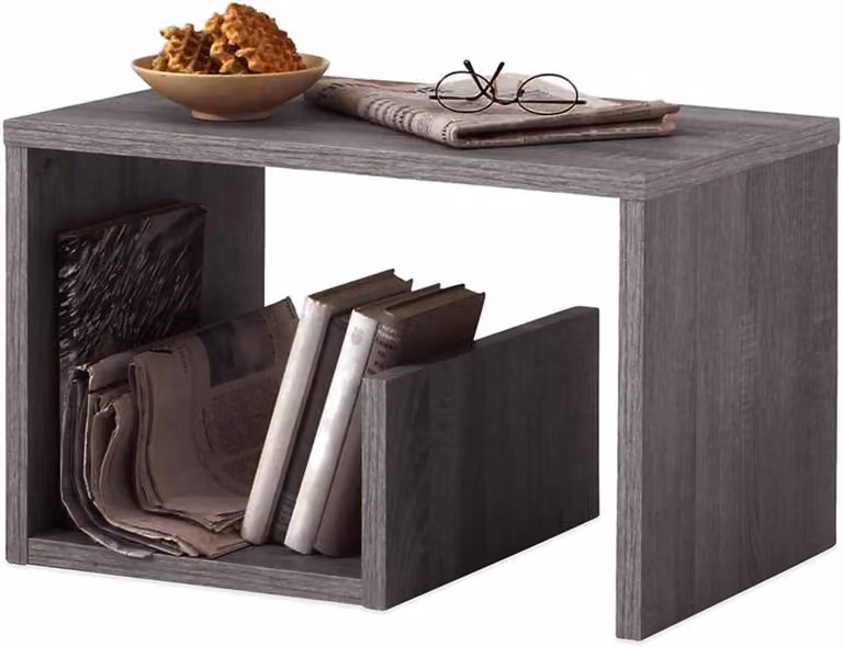 Moderne bijzettafel met plank en tijdschriftenrek voor in de woonkamer