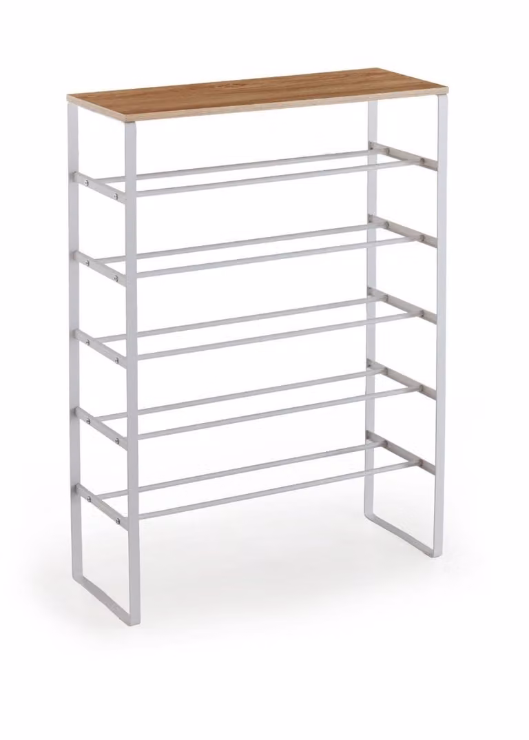 Hioshop Karin schoenenkast met 6 planken in wit en eiken decor