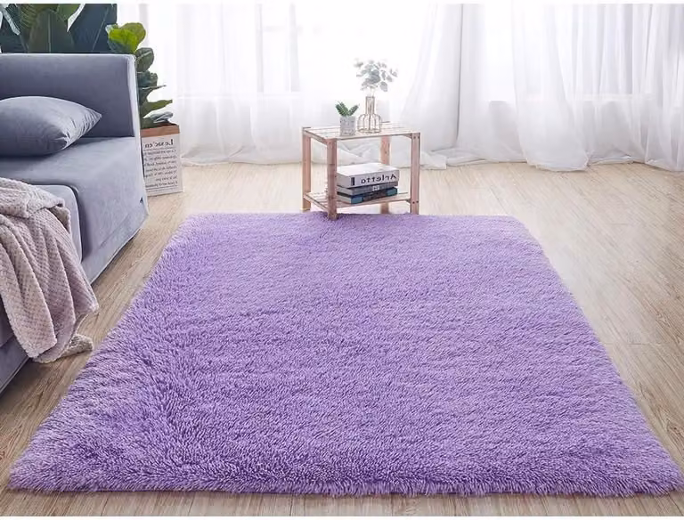 Pluche Vloermat Paars - Zacht Tapijt met Antislip Onderkant - 50 x 80 cm