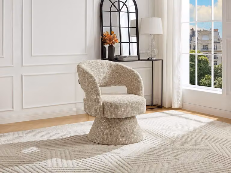 NAROLIA Draaibare fauteuil in beige getextureerde stof