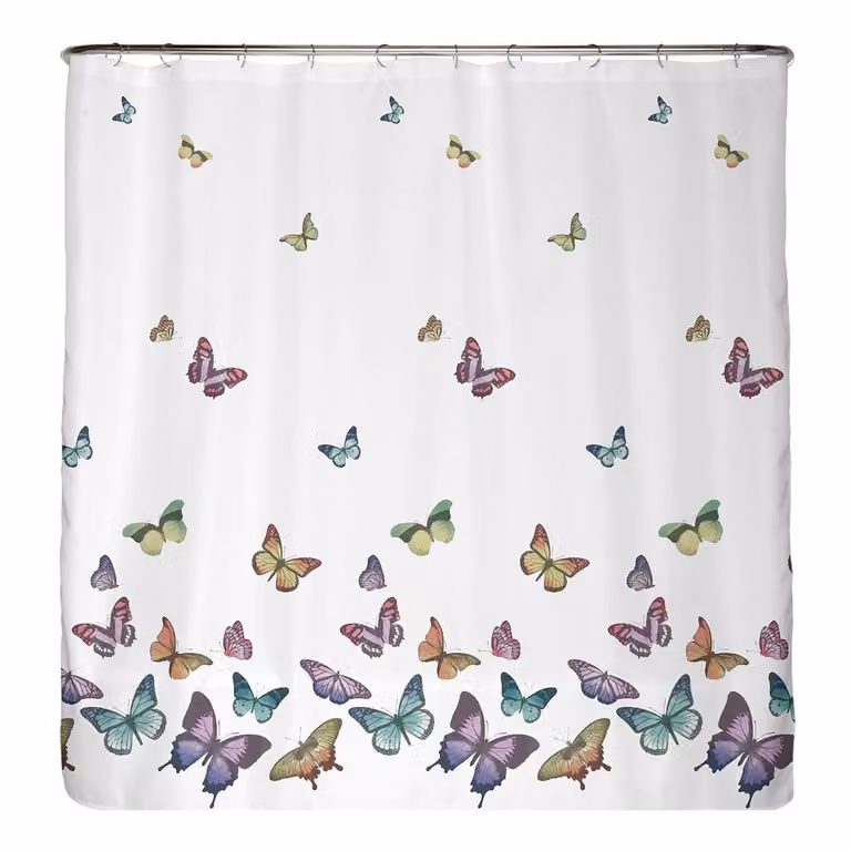 home24 Antischimmel douchegordijn Vlinder microvezel meerkleurig B: 180 cm, H: 200 cm