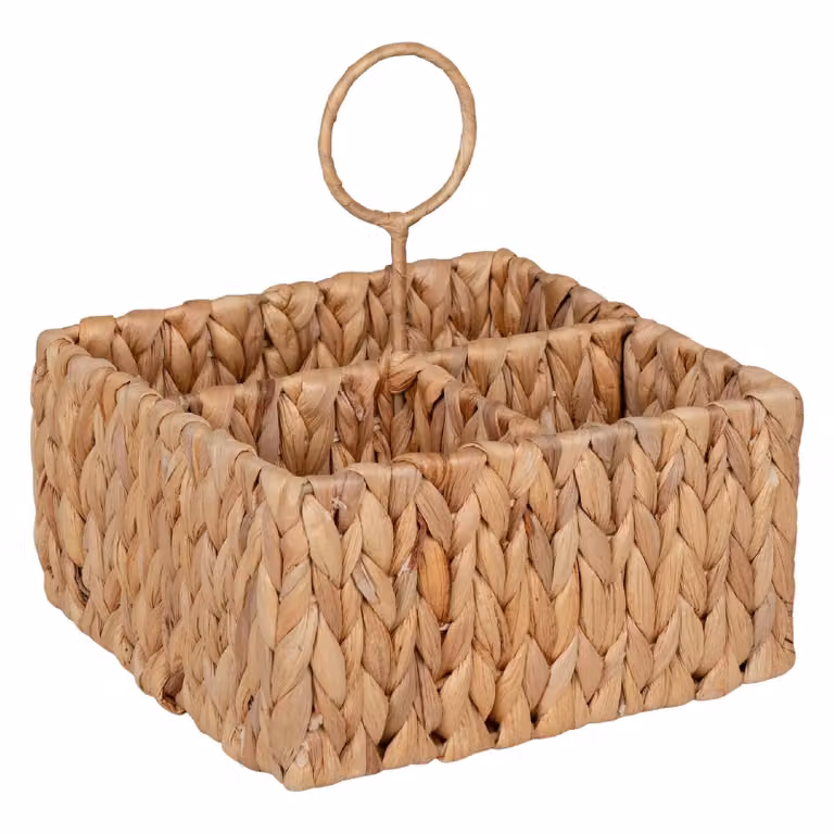Nest of Nora Opbergmandje van Waterhyacint en Rattan - Natural - B/D/H: 20 x 20 x 22 cm