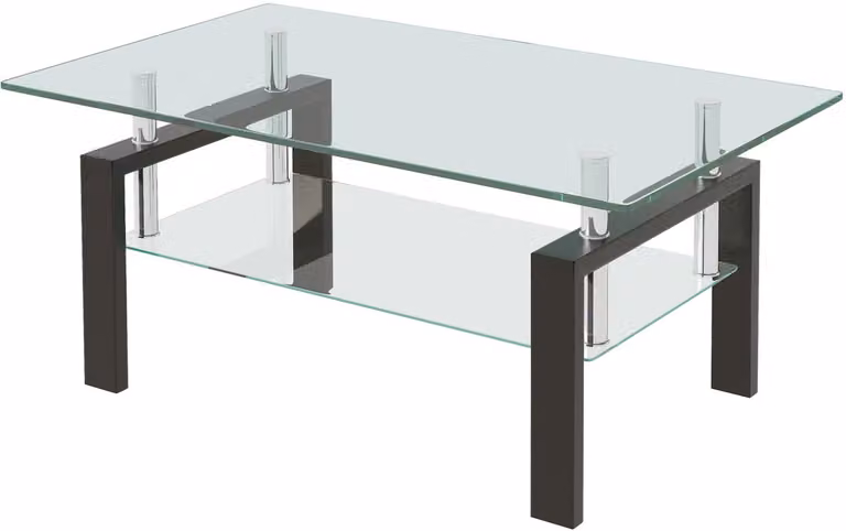 REDOM Salontafel met tweelaags gehard glazen blad en metalen frame - Transparant - B/D/H: 100 x 60 x 44 cm