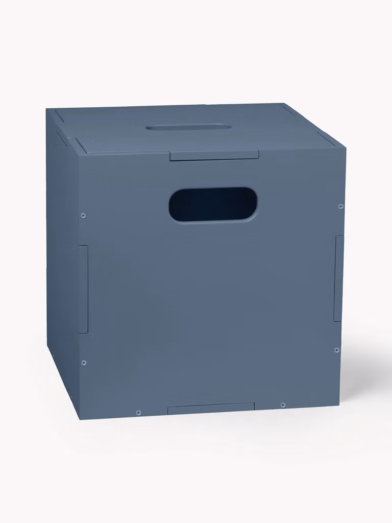 Nofred Cube houten opbergkist met deksel en handvatten Blauw