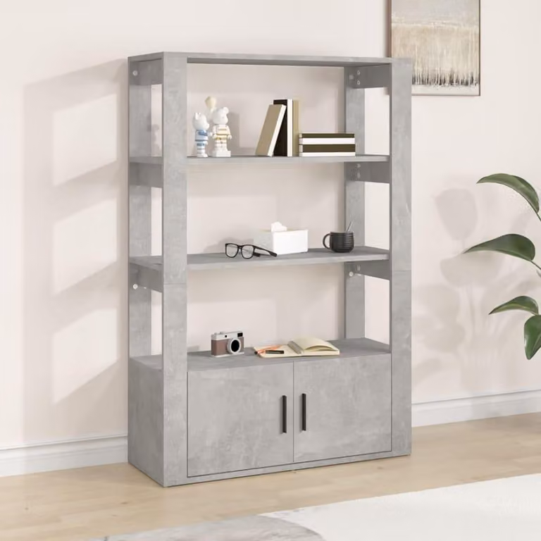 vidaXL Dressoir betonkleur B/D/H: 80 x 30 x 119,5 cm