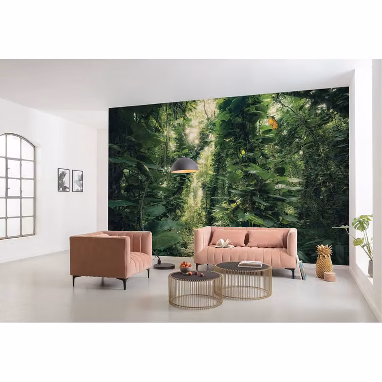 home24 Fotobehang Green Leaves Botanisch Modern Groen B: 450 cm, H: 280 cm