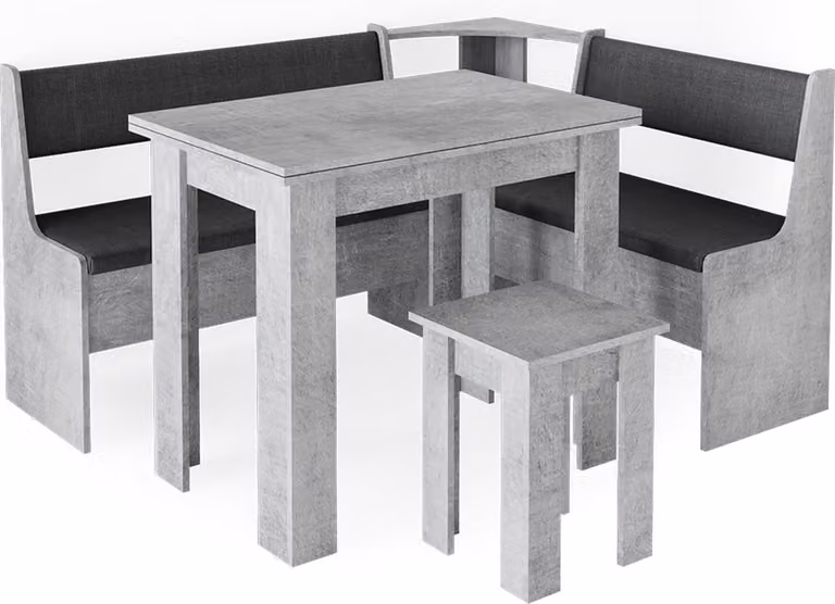 Vicco Roman Hoekbank set met tafel in Beton, B/D/H: 150 x 120 cm