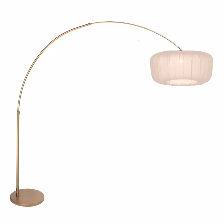 Steinhauer Vela Lino Bronzen Booglamp met Crème Stoffen Kap Ø60cm
