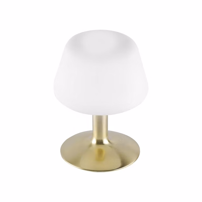Paul Neuhaus Till LED-tafellamp in messing en wit voor slaapkamer of home office