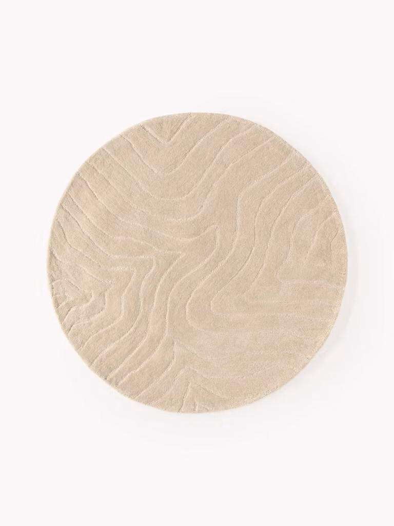 Westwing Collection Aaron rond handgetuft wollen vloerkleed wave