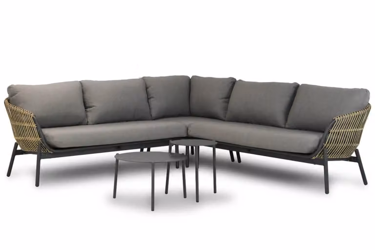 Coco Nathan Pacific 5-delige hoek loungeset met aluminium frame en grijze kussens B/D/H: 60 x 45 cm
