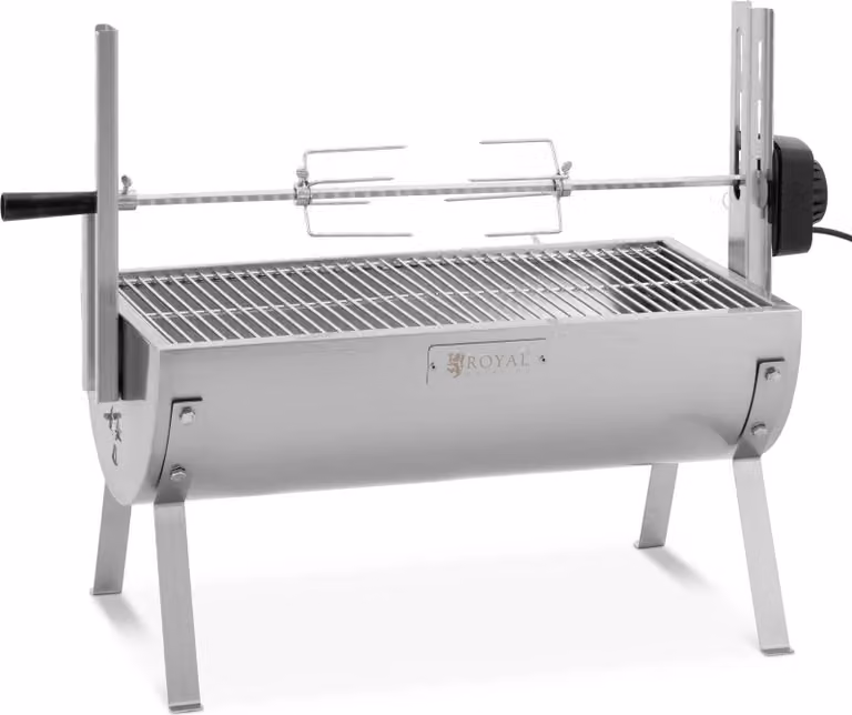 Royal Catering Spiesgrill met motor voor vlees op spiesjes, capaciteit 15 kg, lengte grillspies: 82 cm, roestvrij staal