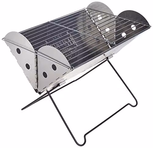 UCO Flatpack roestvrijstalen draagbare grill en vuurplaats voor houtskool, geschikt voor op tafel, tuin of terras