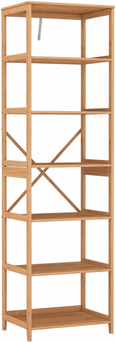 Vicco Novaro Boekenkast Bamboe met 7 compartimenten, B: 48,3 cm, H: 166,5 cm