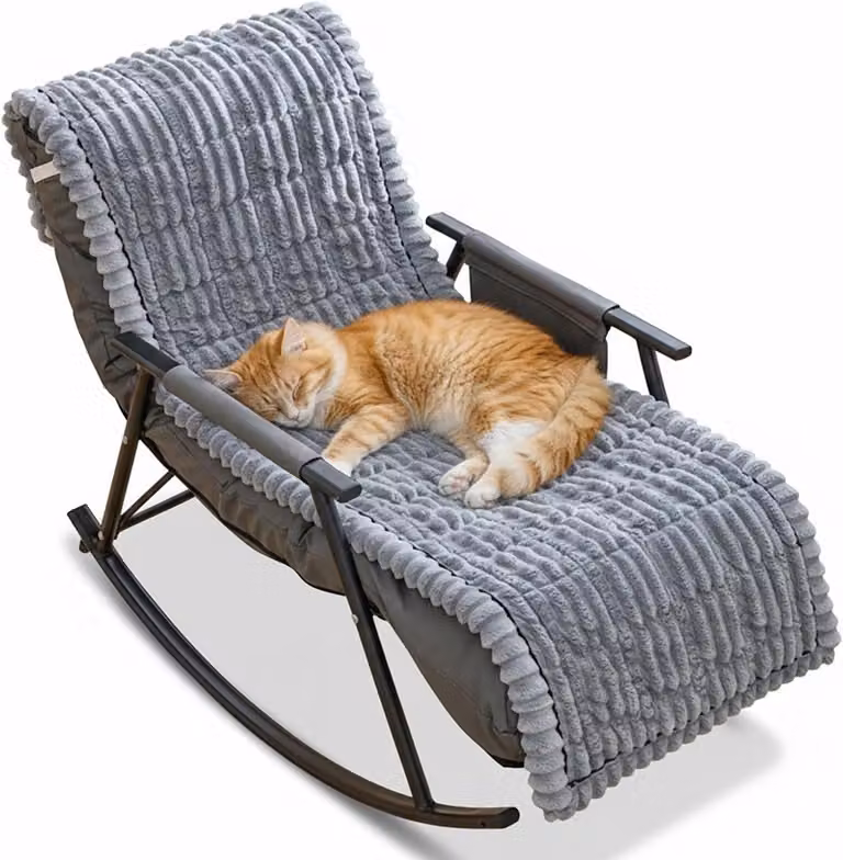 Antislip Fauteuilhoes van Zacht Ribfluweel voor Relaxstoel en Schommelstoel, Lichtgrijs, 50 x 180 cm