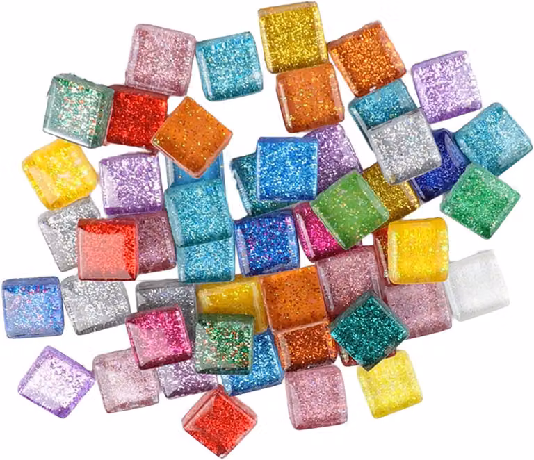 Luxento Mosaic tegels - Gemengde kleuren - Glanzend kristalglas - 1 x 1 cm