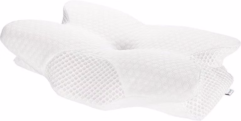 Orthopedisch traagschuim neksteun kussen voor ondersteuning bij nek- en rugpijn - Wit met knoop