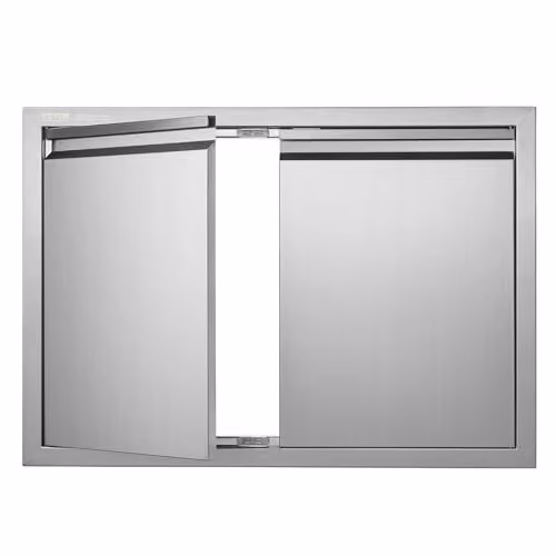 VEVOR Dubbele roestvrijstalen grilltoegangsdeur voor buitenkeukens, zilver, B/D/H: 76,2 x 53,2 x 4,5 cm