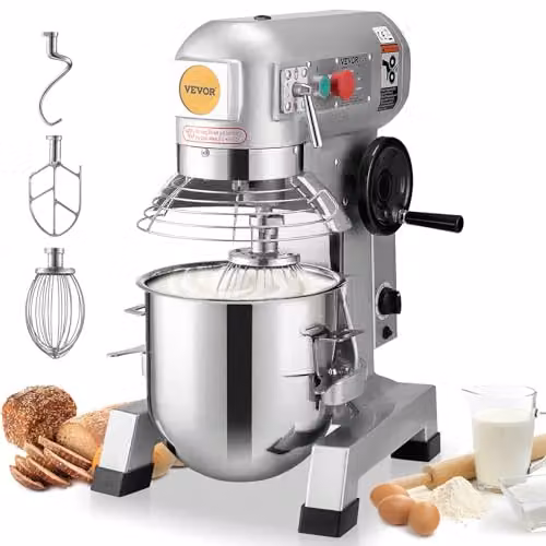 VEVOR Scheffler Keukenmachine 1100 W, 33 liter deegmachine met timerfunctie en 3 snelheden, zilver