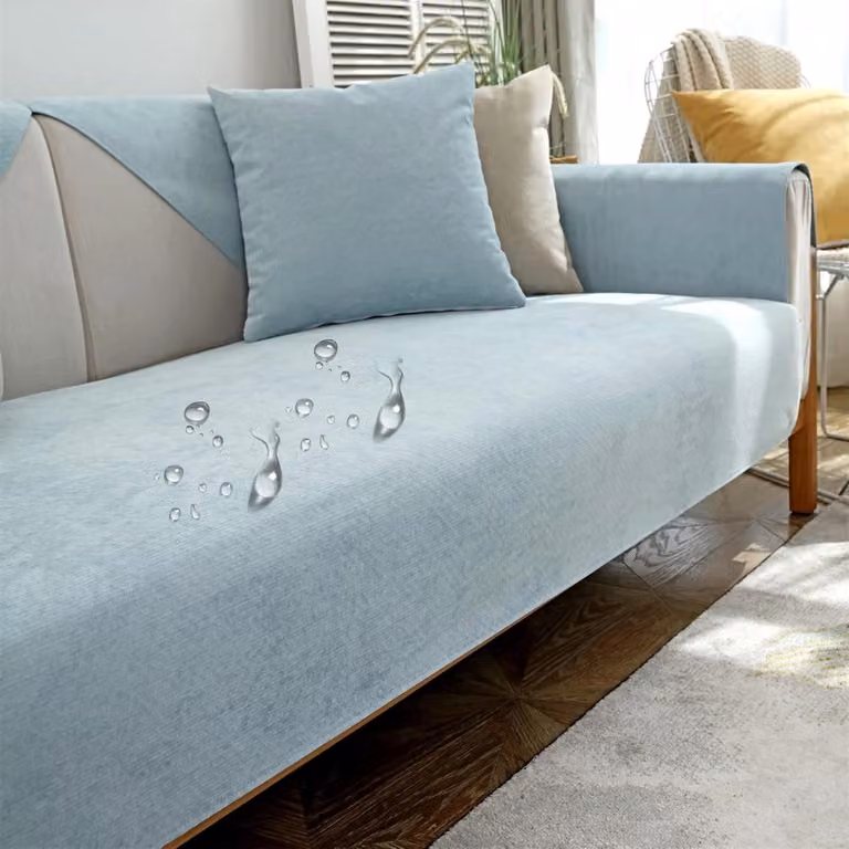Waterdichte bankhoes voor meubelbescherming met antislip achterkant, lichtblauw, 90 x 120 cm
