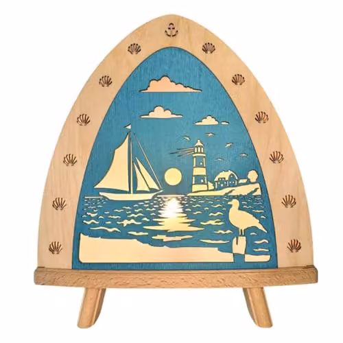 Weigla Staande LED-lamp met maritiem kustmotief in ronde boog, B x H x D: 30,0 x 32,0 x 6,0 cm