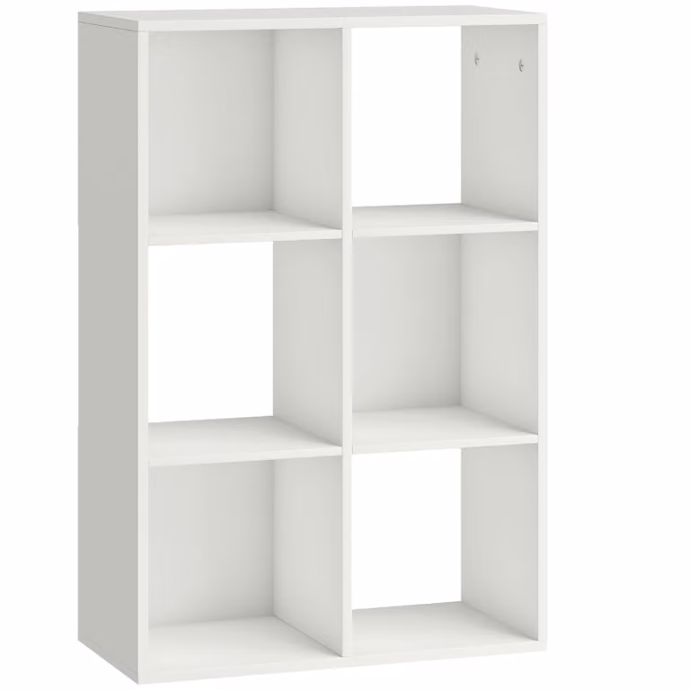 HOMCOM Boekenkast met 3 Niveaus, Smalle Staande Opbergkast voor Woonkamer, Slaapkamer of Kantoor, Wit