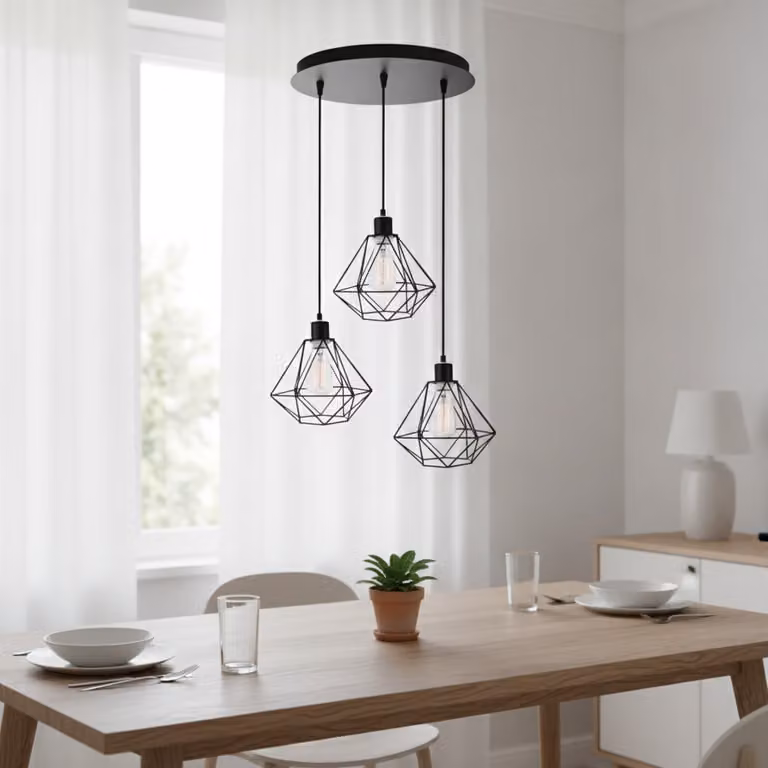 Lyora Hanglamp Pietra 3-lichts zwart metalen industrieel design Ø 30 cm