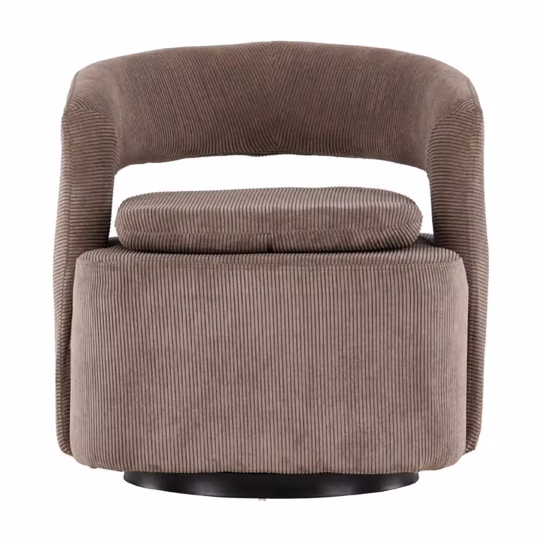Nest of Nora Ellan Draaibare Lounge Fauteuil - Bruin Ribstof