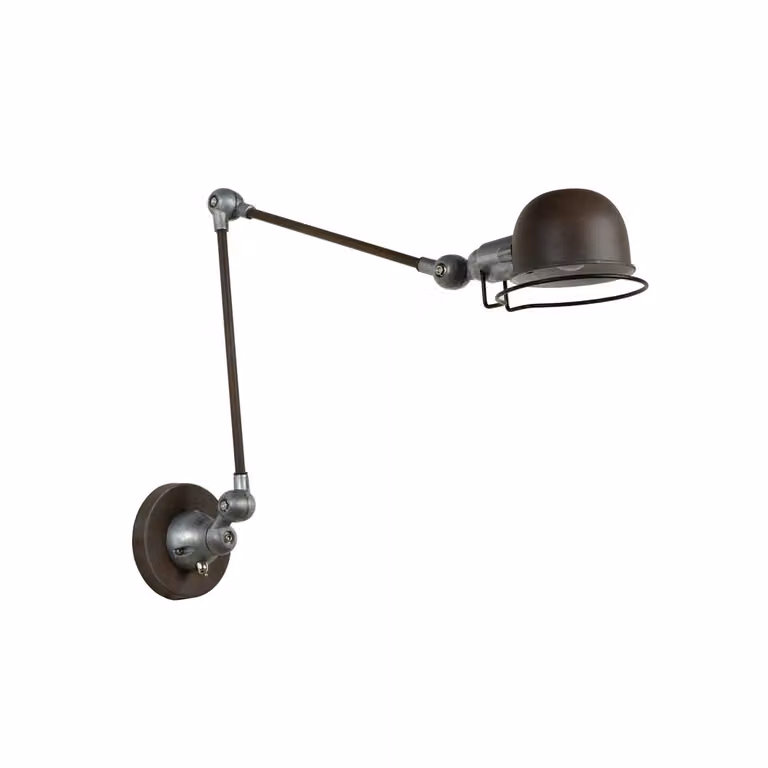 Lucide Honore klassieke wandlamp in bruin en grijs met verstelbare hoogte