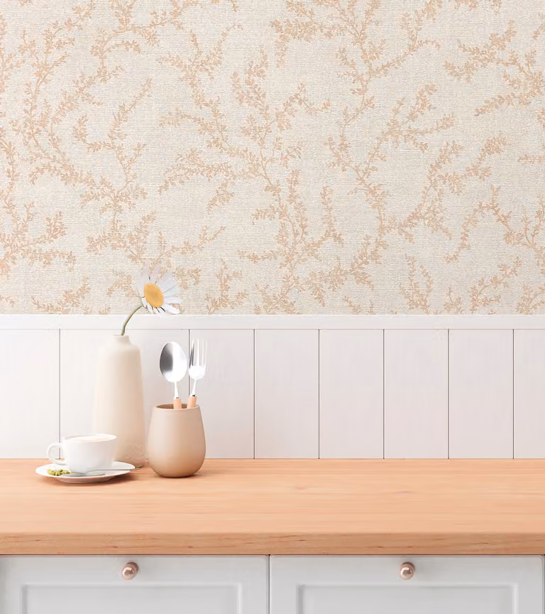 home24 Behang Blossom Trail Floral Botanisch Beige en Koper Breedte: 53 cm, Lengte: 1005 cm