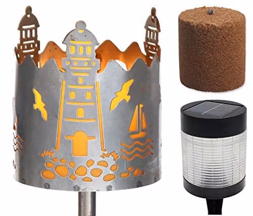 Novaliv Tuinfakkel Vuurschaal met Steel en Solarlamp LED