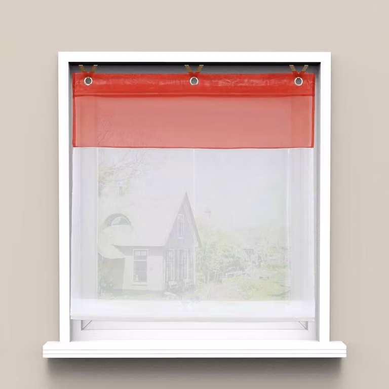 Rood Vouwgordijn Vitrage voor Privacy zonder Boren, 80 x 165 cm