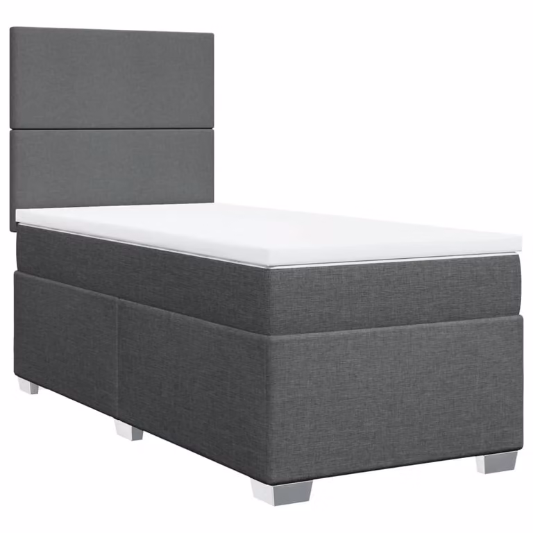 vidaXL Boxspringbed met matras, donkergrijs, gestoffeerd, B/D: 90 x 200 cm