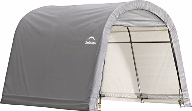 ShelterLogic Shed-In-A-Box folieoverkapping met rond dak, grijs, 300 x 300 cm