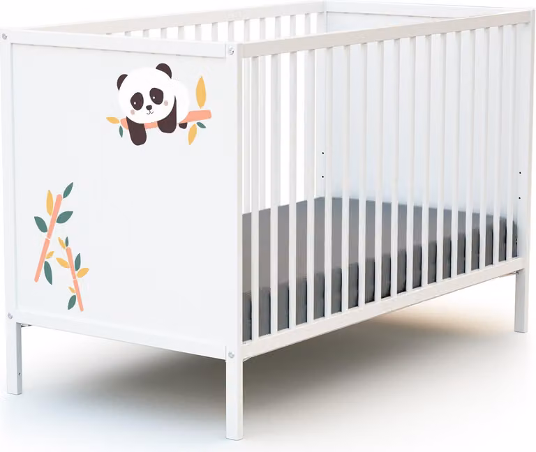 WEBABY Kinderbed Panda ALBA van hout voor baby's, 60 x 120 cm