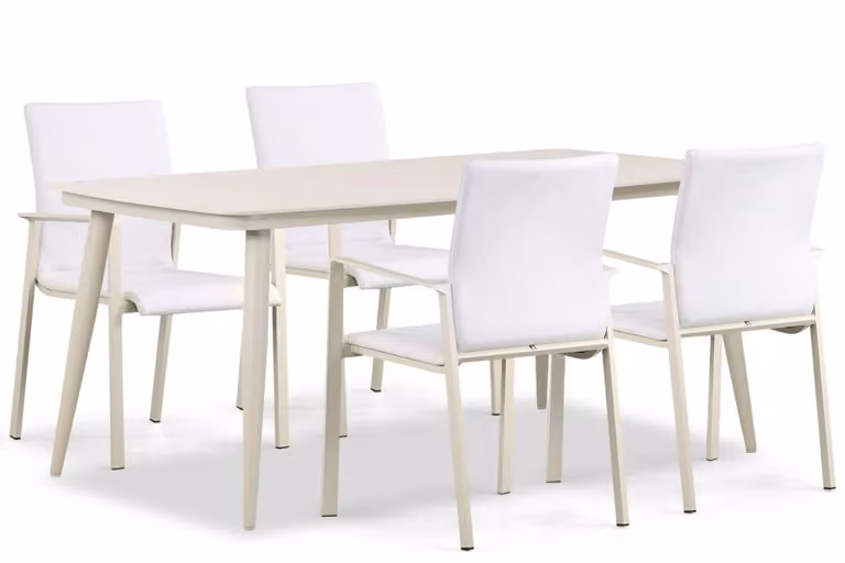 Lifestyle Garden Furniture Rome/Vienna Moderne Tuinset van Aluminium in Zand en Wit, 180 cm