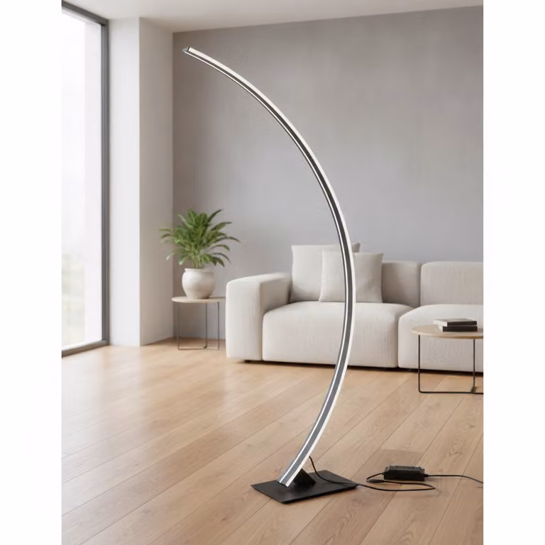 Lyora Vloerlamp zwart modern arc design van aluminium en metaal