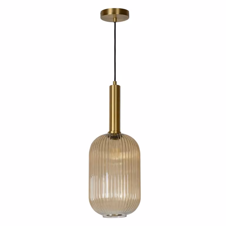 Lucide Maloto Hanglamp - Goud/Messing en Geel Glas - Ø 20 cm