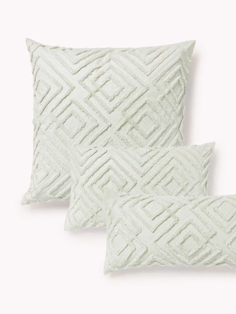 Westwing Collection Katoenen perkal kussensloop Phil met getufte design