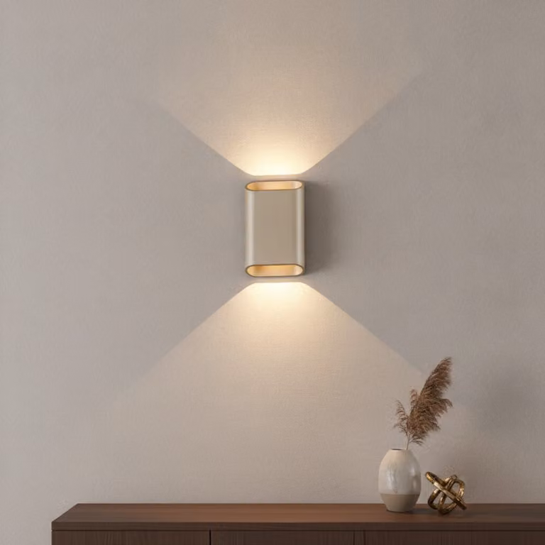 Artdelight Design wandlamp Diaz-S dim to warm champagne goud/messing