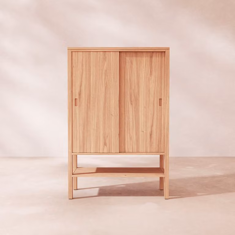 Tikamoon Massief Teakhouten Dressoir - Bruin - Breedte: 100 cm, Hoogte: 57,4 cm, Diepte: 40 cm