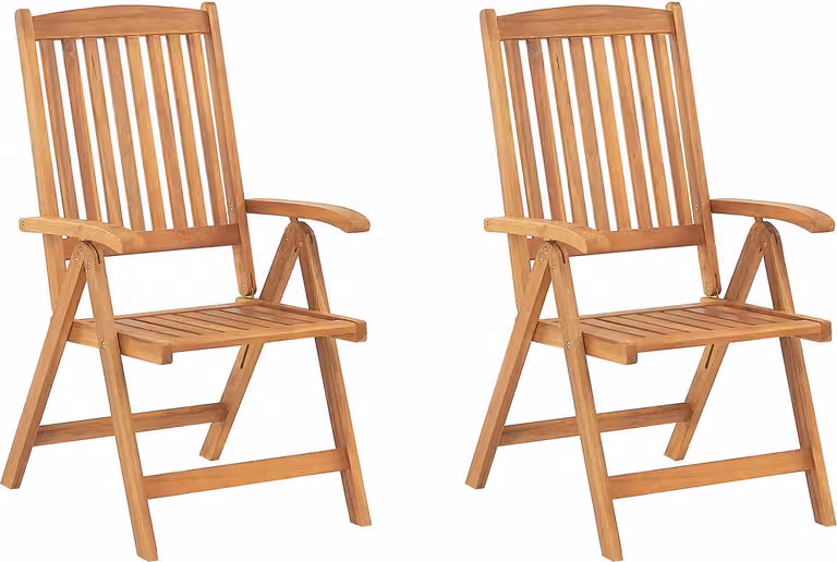 Java Set van 2 Moderne Tuinstoelen met Armleuningen - Lichtbruin - Acaciahout