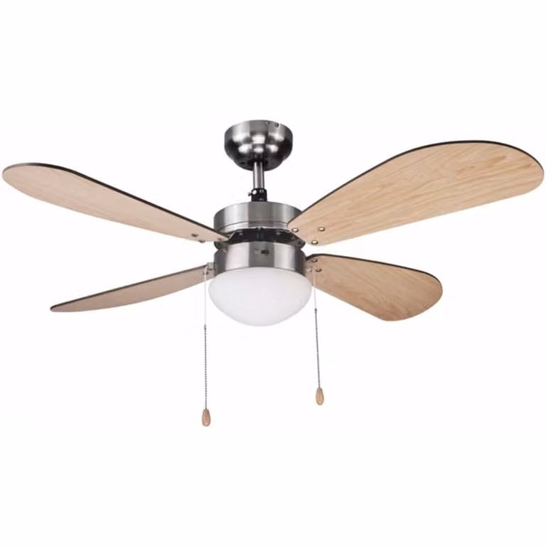 Haeger Cozy Fan plafondventilator met bladen, roestvrij staal en hout, 107 cm, met schakelaar, AC