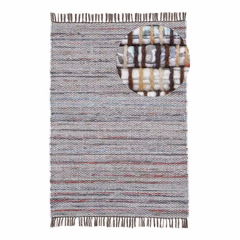 home24 Kelim Chindi katoenen vloerkleed bruin/multicolor B: 140 cm, L: 200 cm