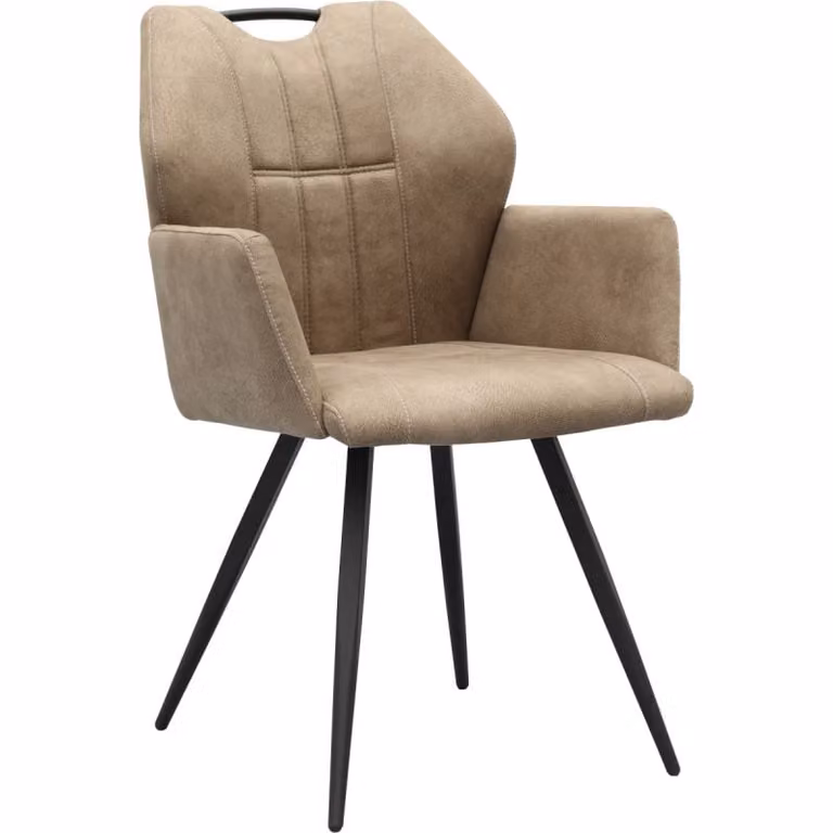 Eetkamerstoel Porto met armleuningen in Taupe van Budget Home Store